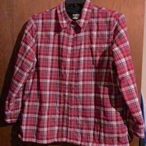 LL Bean Pink Flannel with Black Fleece Lining Size Medium